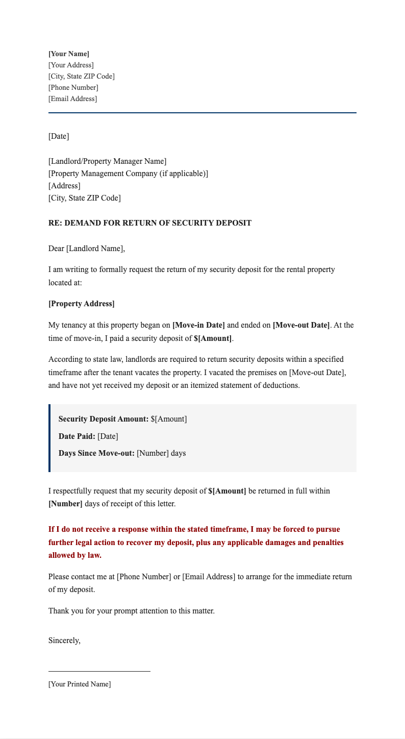 Classic professional demand letter